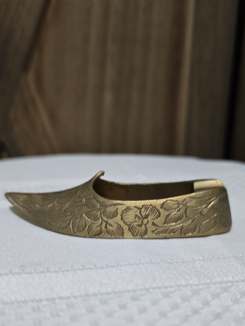 Vintage Brass Alladin Style Floral Etched Ashtray Stamped India 117J